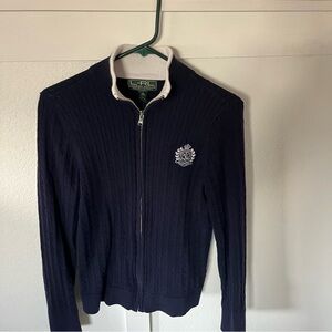 L-RL Women's Large Cableknit Full-zip Sweater